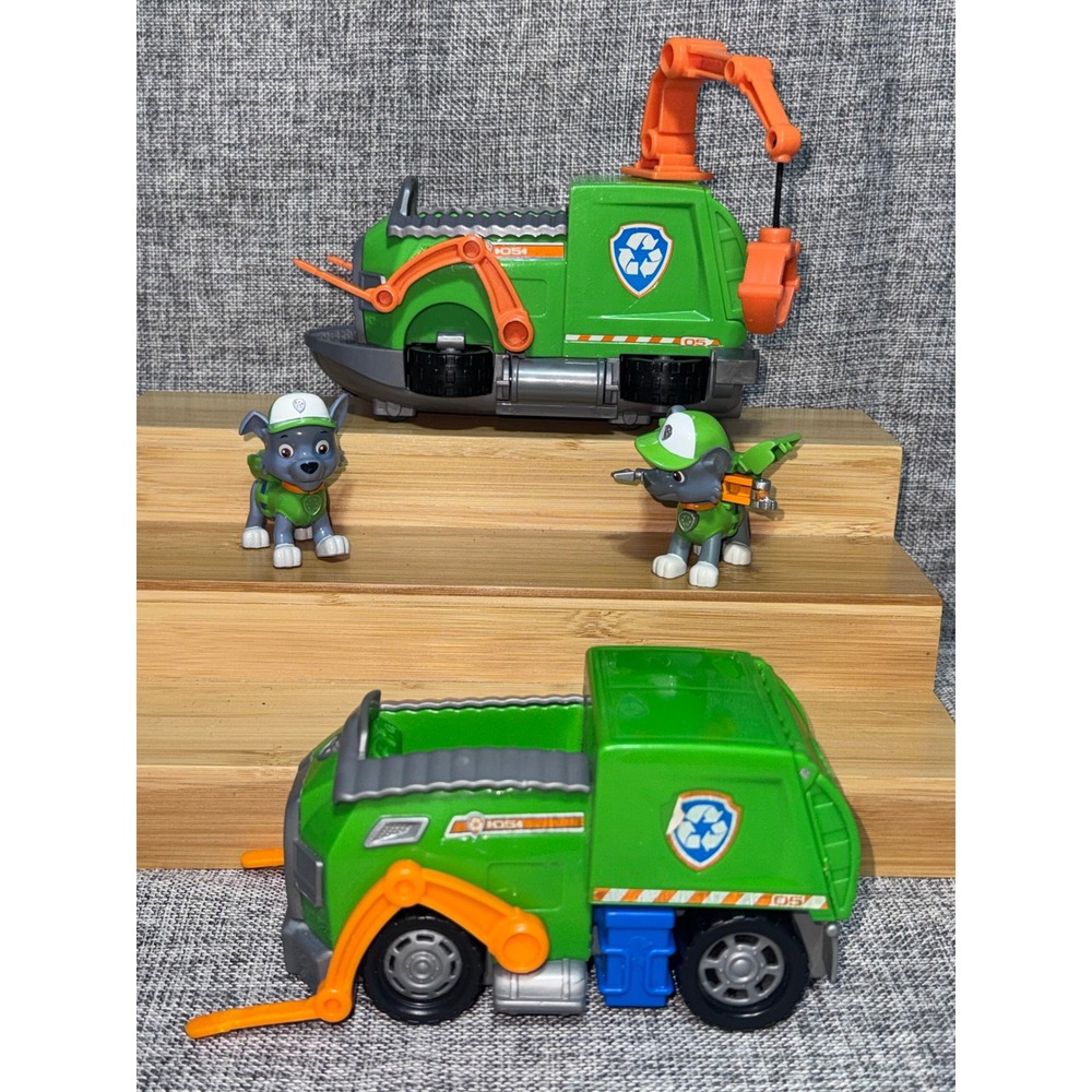 Paw Patrol Rocky Recycling Truck Toy Set 2 Vehicles Tugboat 2 Figures - Picture 2 of 4